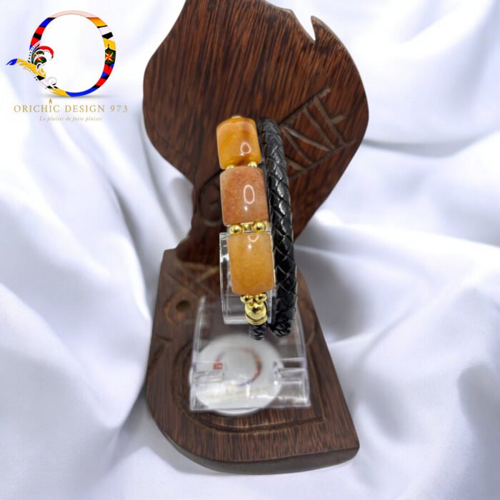 Bracelet pierre semi-precieuse cuir JADE 35.90 noir-Photoroom