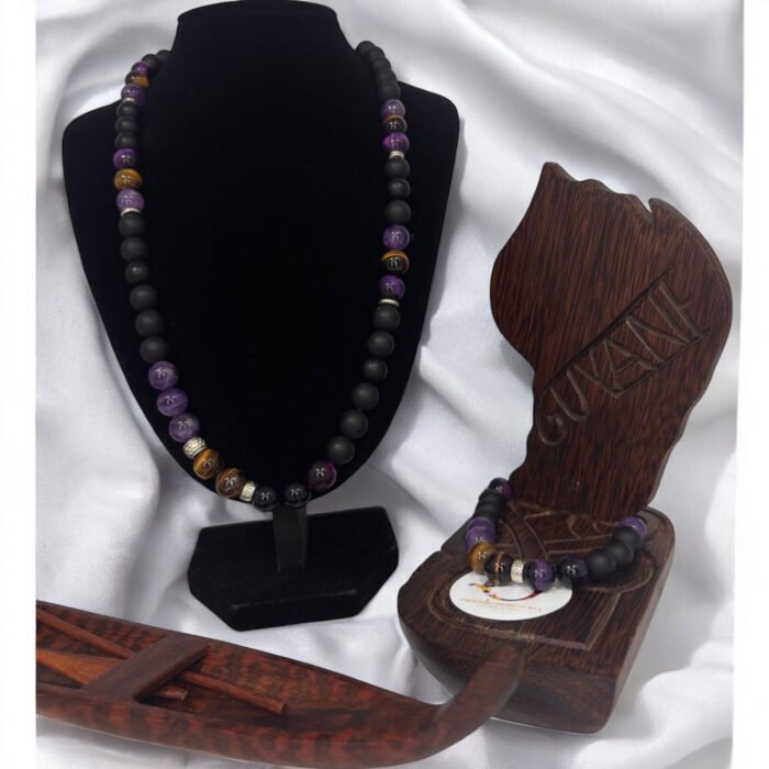 Collier pierre semi-presieuse DAFI 65.90 violet marron noir-Photoroom