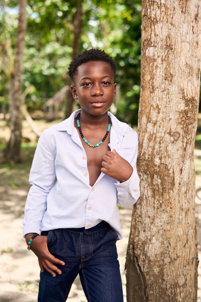 Parure enfant BELI 48.90 couleur Onyx mat et turquoise