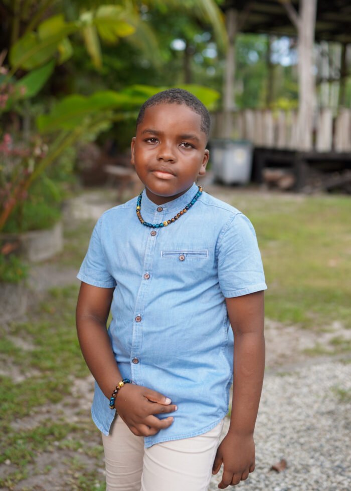 Parure enfant BOW 44.90 € oeil de tigre marron et bleu turquoise